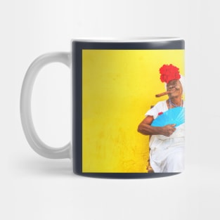 Cuban Woman In Havana With Cigar Mug